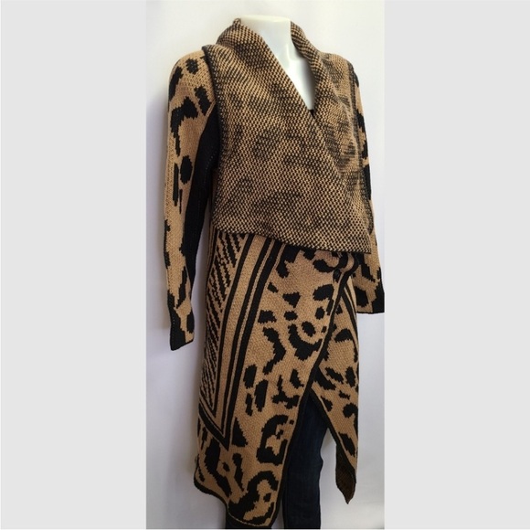 Calvin Klein Sweater Duster Cardigan Zebra Leopard - Picture 4 of 14